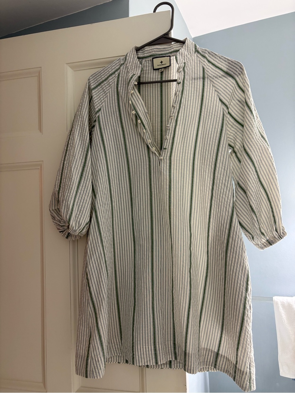 Tuckernuck Green and White Striped Button-Front Tunic - Picture 1 of 2